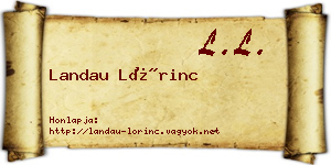 Landau Lőrinc névjegykártya